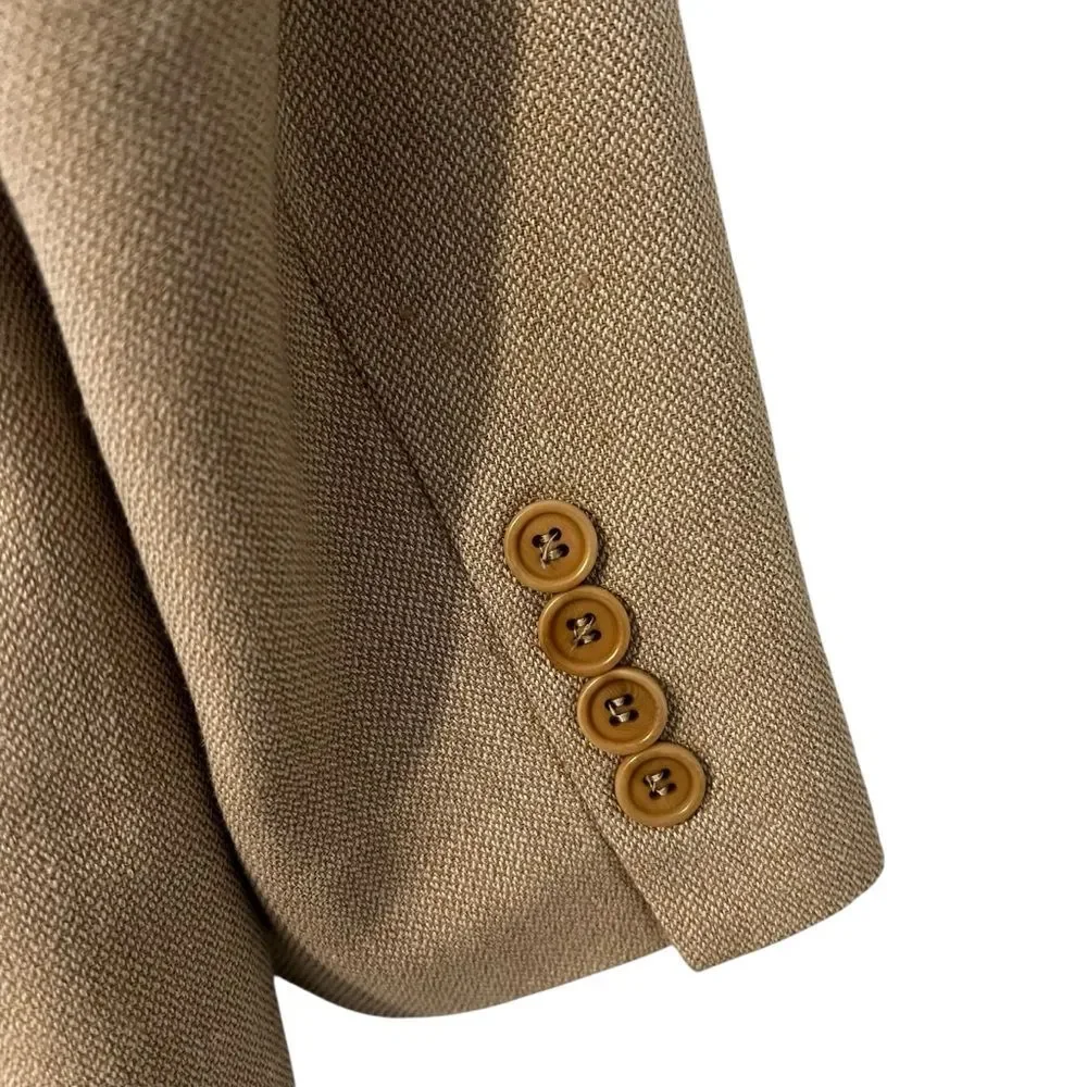 Brooks Brothers 346 Wool Linen Silk Blend Suit Coat Tan 40R